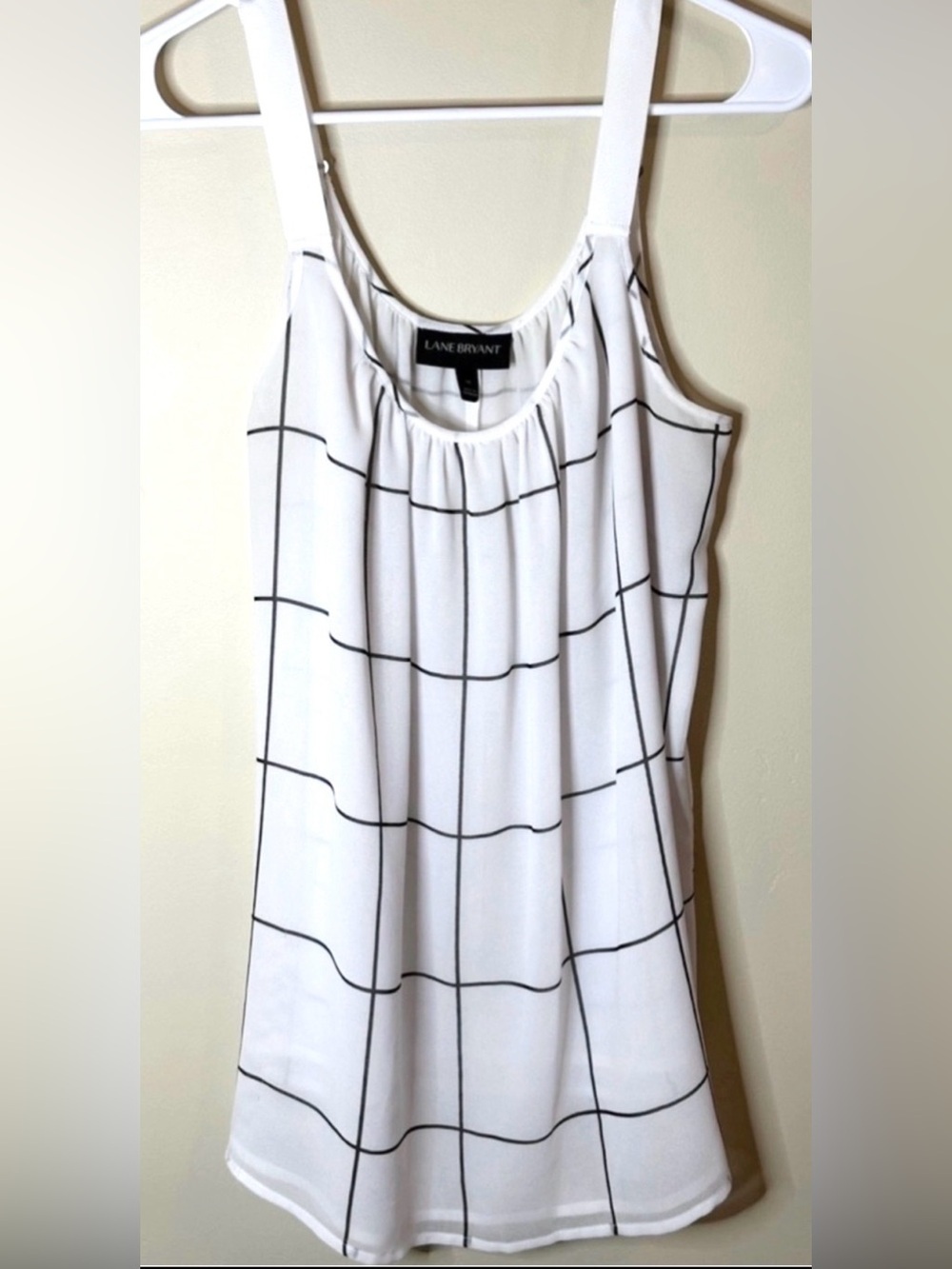Lane Bryant Size 14 Windowpane Tank Top White Black Sleeveless Blouse